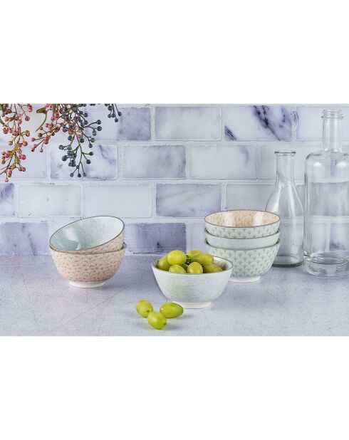 6 Bols apéritif Pattern Pastel rose pastel/bleu pastel/vert pastel - D.12 cm