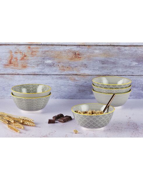 6 Bols petit-déjeuner Pattern Eclipse gris anthracite - D.15 cm