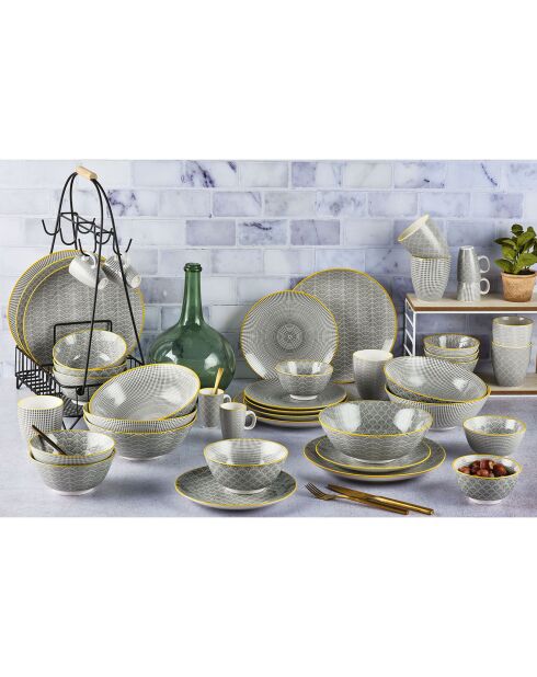 6 Assiettes à dessert Pattern Eclipse gris anthracite - D.21 cm