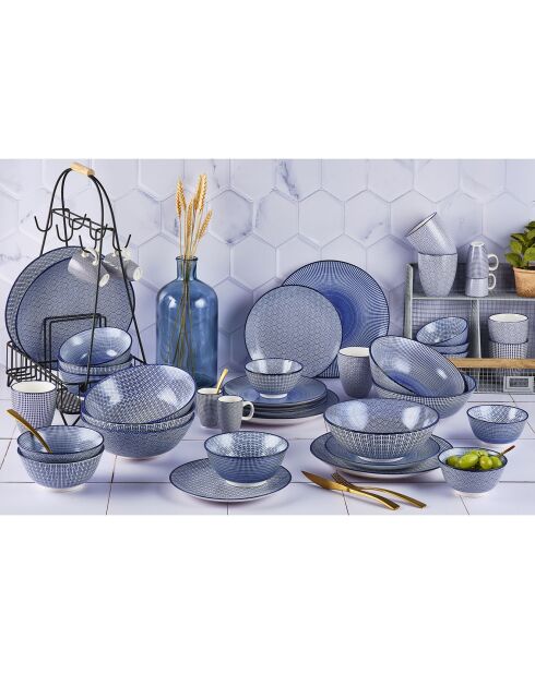 6 Assiettes plates Pattern Dark blue bleu foncé - D.26 cm