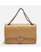 Sac porté épaule en Cuir Lena beige - 27x15x8 cm