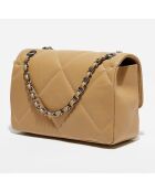 Sac porté épaule en Cuir Lena beige - 27x15x8 cm