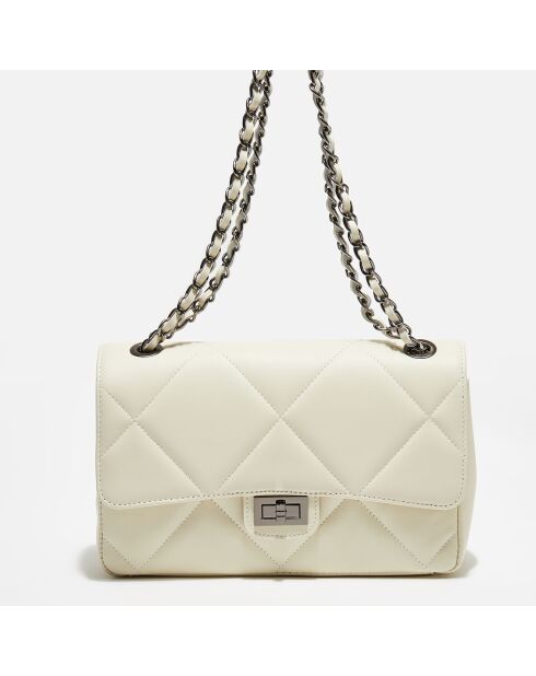 Sac porté épaule en Cuir Lena blanc cassé - 29x18x8.5 cm