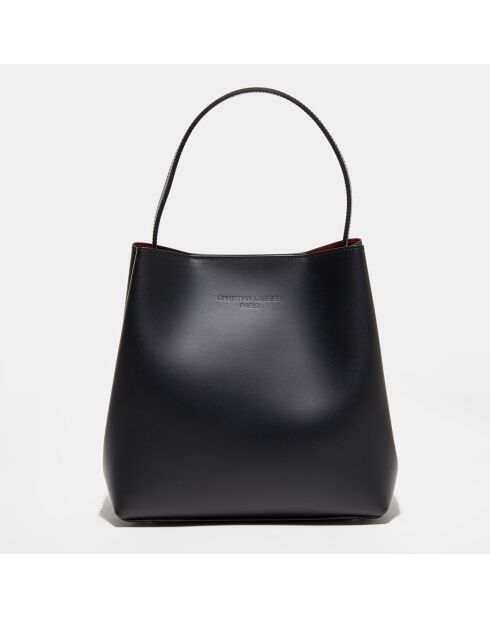 Jeny Beuteltasche aus Leder, 32 x 29 x 13 cm, Schwarz