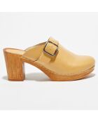 Sabots en Cuir Olivia camel clair - Talon 8 cm