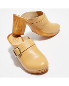 Sabots en Cuir Olivia camel clair - Talon 8 cm