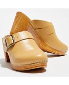 Sabots en Cuir Olivia camel clair - Talon 8 cm