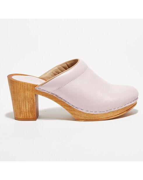 Sabots en Cuir Chloé rose pâle - Talon 8 cm