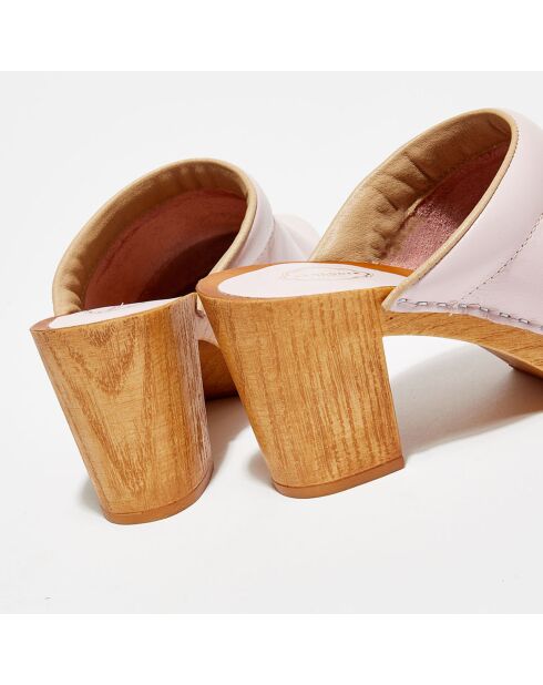 Sabots en Cuir Chloé rose pâle - Talon 8 cm