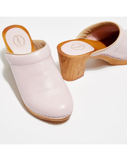 Sabots en Cuir Chloé rose pâle - Talon 8 cm