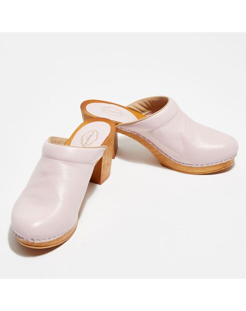 Sabots en Cuir Chloé rose pâle - Talon 8 cm