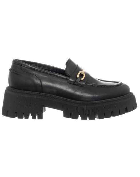Mocassins en Cuir Barbara noirs - Talon 5 cm