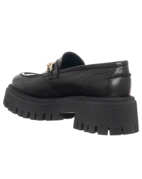 Mocassins en Cuir Barbara noirs - Talon 5 cm