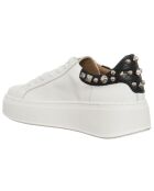 Sneakers en Cuir Martina blanc/noir - Plateforme 4 cm