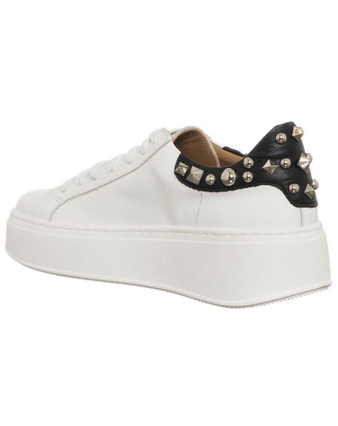 Sneakers en Cuir Martina blanc/noir - Plateforme 4 cm