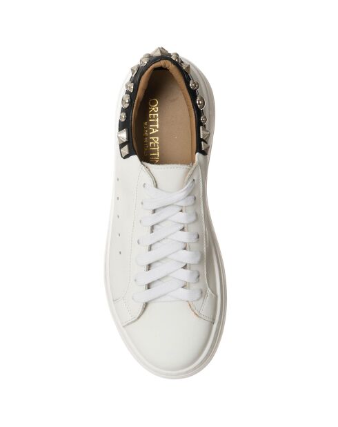 Sneakers en Cuir Martina blanc/noir - Plateforme 4 cm