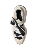 Sneakers en Cuir & Toile Lorena beige/rose/noir - Plateforme 5 cm