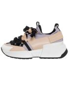 Sneakers en Cuir & Toile Lorena lilas/rose/noir - Plateforme 5 cm