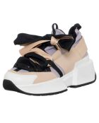 Sneakers en Cuir & Toile Lorena lilas/rose/noir - Plateforme 5 cm