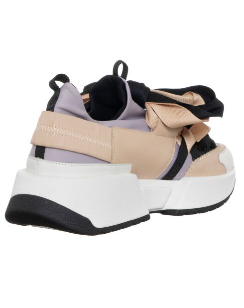 Sneakers en Cuir & Toile Lorena lilas/rose/noir - Plateforme 5 cm