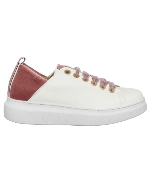 Sneakers en Cuir Coma blanc/rose - Talon 4 cm