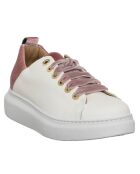 Sneakers en Cuir Coma blanc/rose - Talon 4 cm