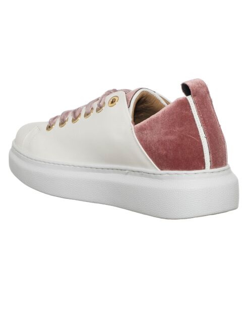 Sneakers en Cuir Coma blanc/rose - Talon 4 cm