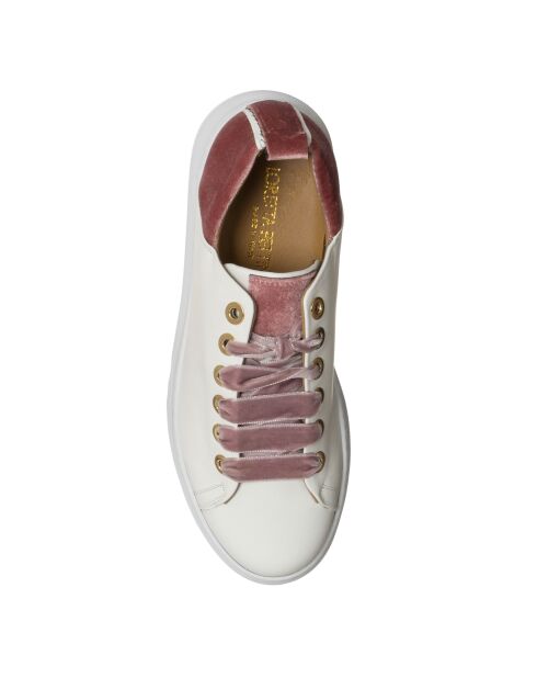 Sneakers en Cuir Coma blanc/rose - Talon 4 cm