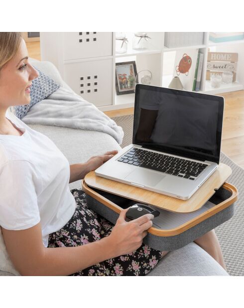 Bureau portatif avec plateau de rangement Larage marron