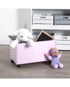 Coffre à jouets à roulettes rose - 48x30x28 cm