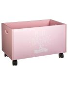 Coffre à jouets à roulettes rose - 48x30x28 cm