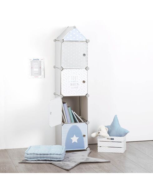 Étagère de rangement à colonne grise - 34x31.5x139 cm