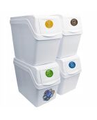 4 Cubes de recyclage 80 L Sortibox blancs - 39.5x23.3x33.3