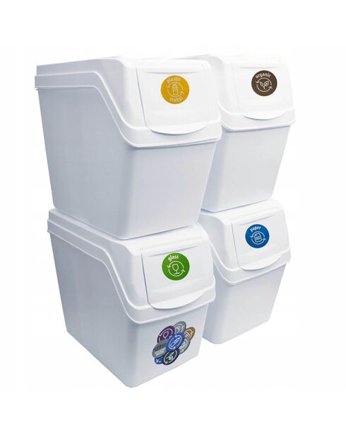 4 Cubes de recyclage 80 L Sortibox blancs - 39.5x23.3x33.3