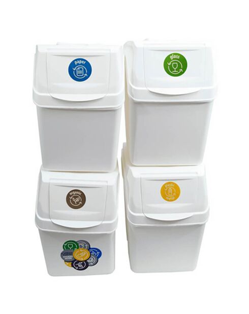 4 Cubes de recyclage 80 L Sortibox blancs - 39.5x23.3x33.3