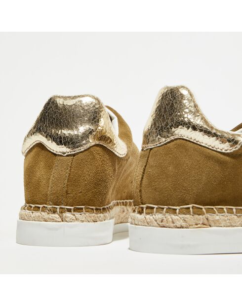 Sneakers en Velours de Cuir Lancry kaki