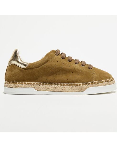 Sneakers en Velours de Cuir Lancry kaki