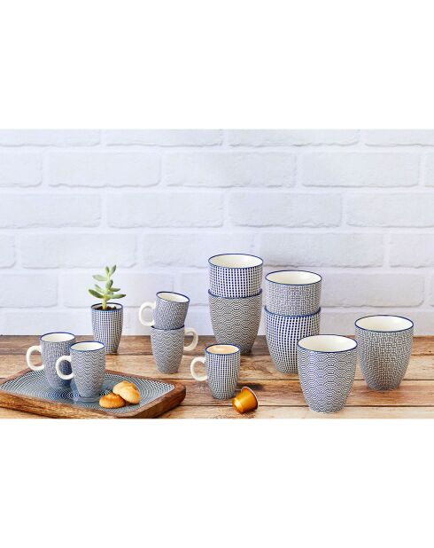 6 Tasses à café Pattern Dark blue bleu foncé - 9 cl