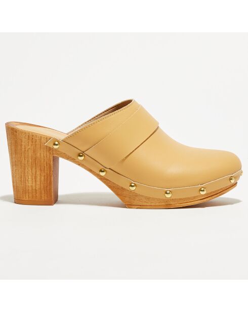 Sabots en Cuir Gianna camel clair - Talon 8 cm