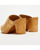 Sabots en Cuir Gianna camel clair - Talon 8 cm