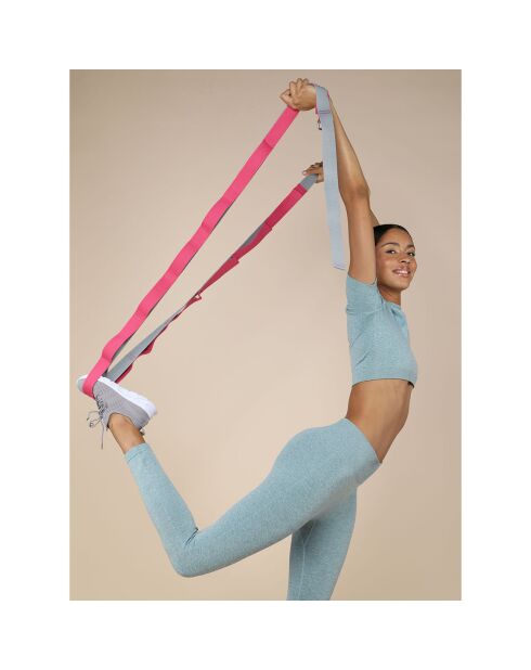 Sangle de Yoga avec boucle de prise multiple rose/gris