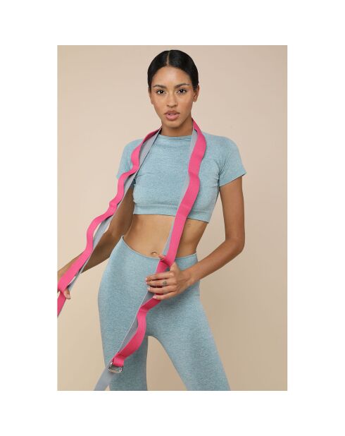 Sangle de Yoga avec boucle de prise multiple rose/gris