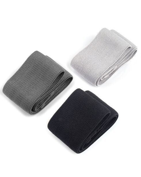 3 bandes élastiques de résistance noir/gris/argenté