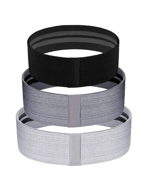 3 bandes élastiques de résistance noir/gris/argenté