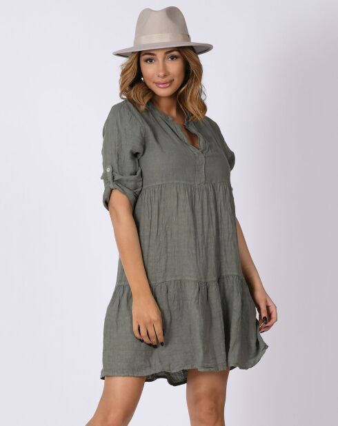 Robe 100% Lin Debra kaki