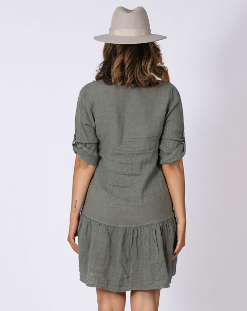 Robe 100% Lin Debra kaki