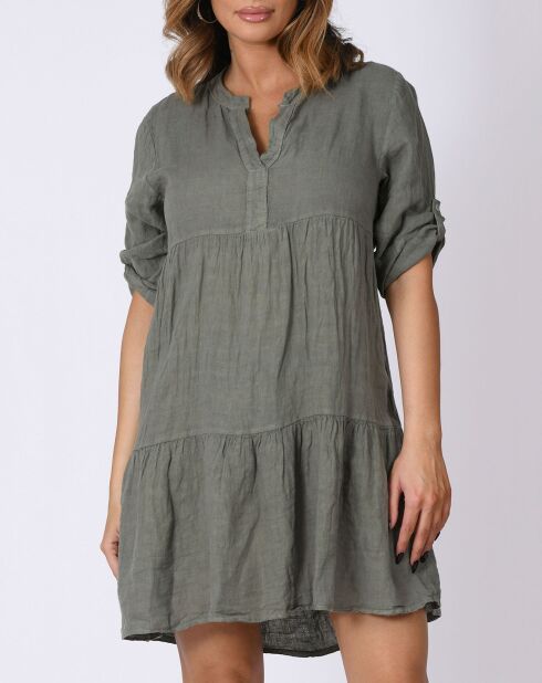 Robe 100% Lin Debra kaki
