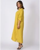 Robe 100% Lin Bleuet moutarde