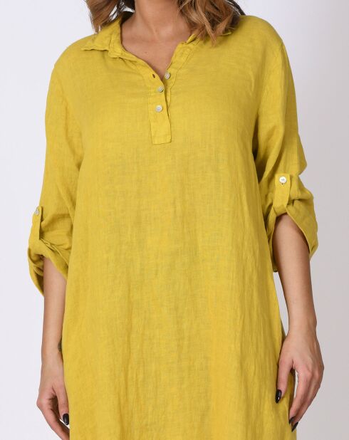 Robe 100% Lin Bleuet moutarde
