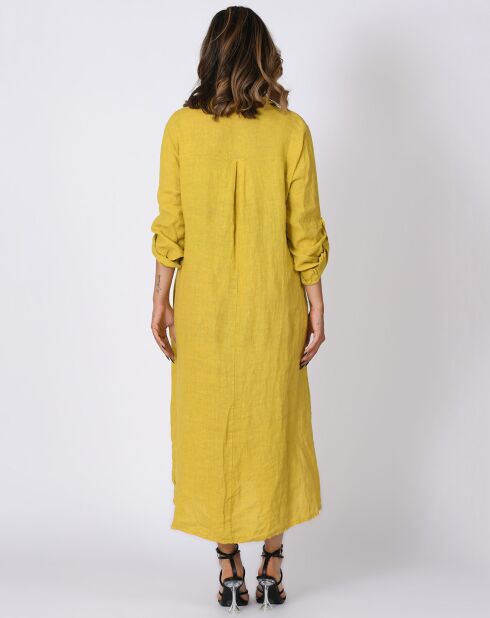Robe 100% Lin Bleuet moutarde